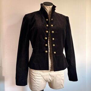 Women's Black Velvet Gap Military Style Jacket